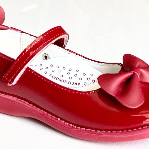 Beautiful Baby Girls Red Shoes | Mexican Leather|Shiny Leather shoes| Flower girl shoes|Toddler|Little Girl|Big Girls dress shoes