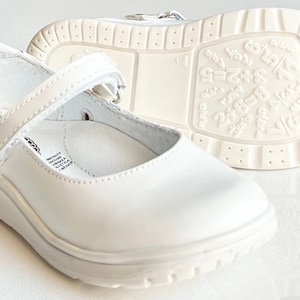 Mary Jane Baby Girl Shoes 100% Leather |Baptism Shoes |Baptism Shoes |Lovely White |Handmade |Toddler|Little Girl| Flower girl shoes