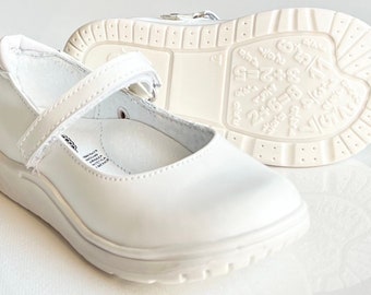 Mary Jane Baby Girl Shoes 100% Leather |Baptism Shoes |Baptism Shoes |Lovely White |Handmade |Toddler|Little Girl| Flower girl shoes