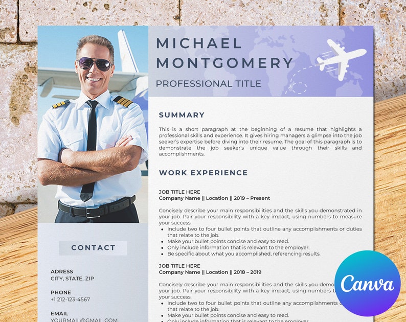 Pilot Resume Template for Canva - Il 794xN.5616270901 N5aa