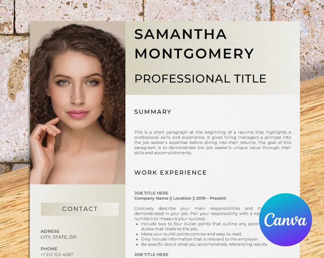 Stay at Home Mom Resume Template for Canva With Photo: Unleash Your ...