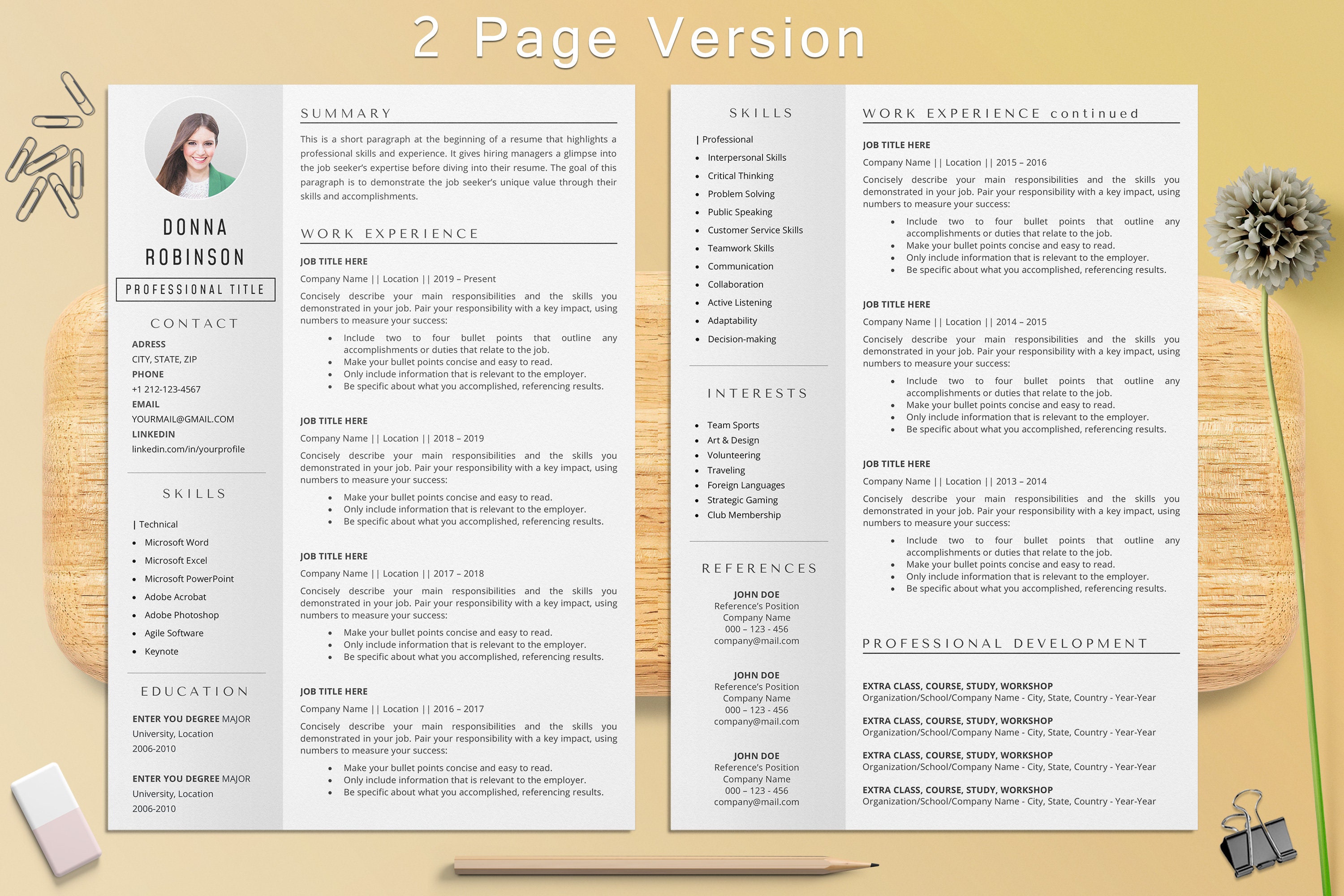 Stay at Home Mom Resume Template for Word, Bundle 3 Resume Templates ...