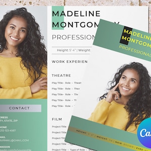 Acting resume template with photo for Canva: aspiring actor&#39;s edge - essential for beginner actresses