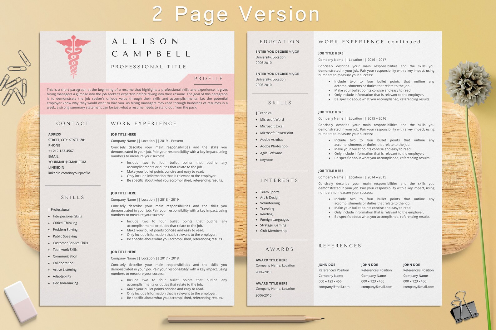 Critical Care Icu Nurse Resume Template for Word Staff Nurse Etsy
