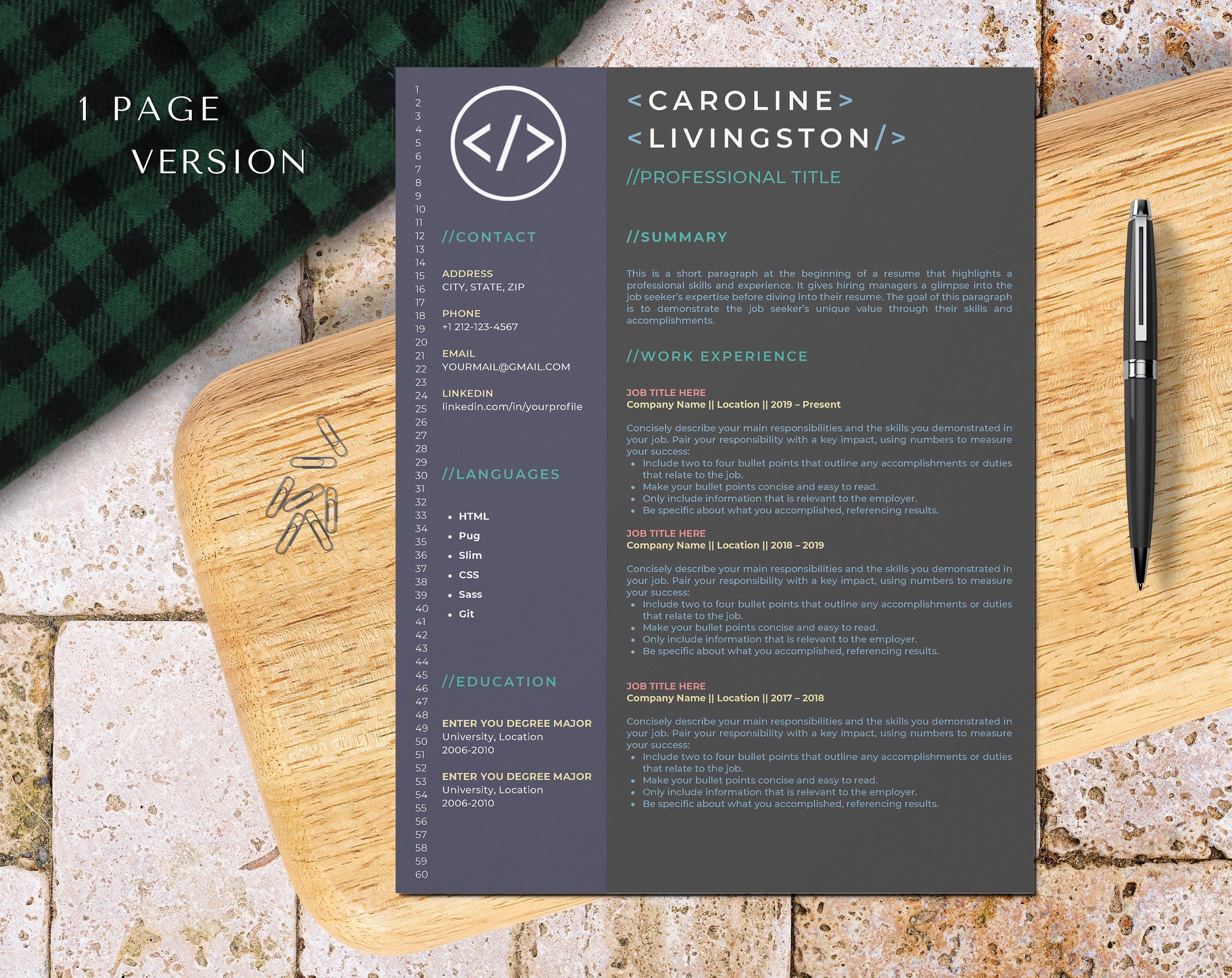 Developer Resume Template For Canva Built For Software Web Engineers