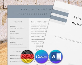 Tabellarischer lebenslauf vorlage ohne foto für Word und Canva: kreative, moderne komplette bewerbung vorlage auf Deutsch