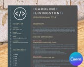 Developer resume template for Canva: highlight skills as a web or software engineer, it programmer, java, full stack, front end, sql, python
