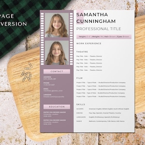 1 page child actor resume template