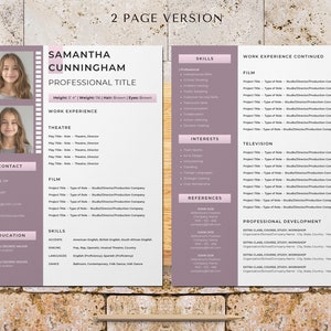 2 page child actor resume template