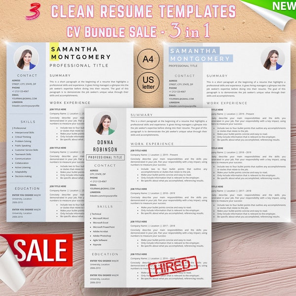 Stay at home mom resume template for Word, Bundle 3 resume templates, Includes matching cover letters and reference pages,
