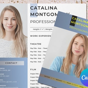 Acting resume template with photo for Canva: picture-perfect path for aspiring actors & beginner actresses