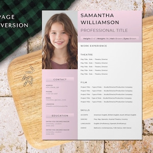 1 page child actor resume template