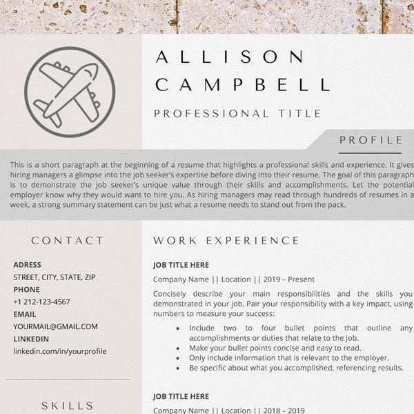 Aviation Resume Template for Word - Il 600x600.4986342200 Hfpy