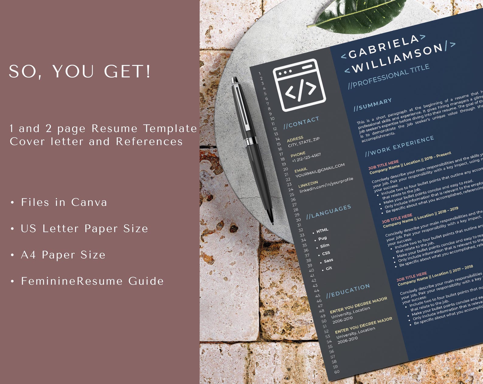Software Developer Resume Template for Canva, Software Engineer, It ...