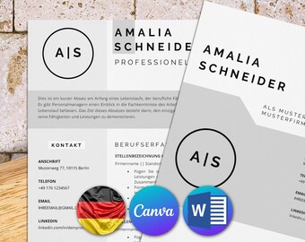 Kreativer lebenslauf vorlage ohne foto für Word und Canva: komplette bewerbungsvorlage auf deutsch – moderner stil für professionelle