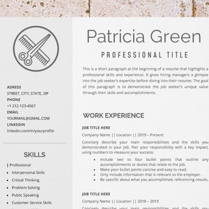 Professional hairstylist resume template for Word, hairdresser resume, master barber resume, hair colorist resume, hair colorist resume