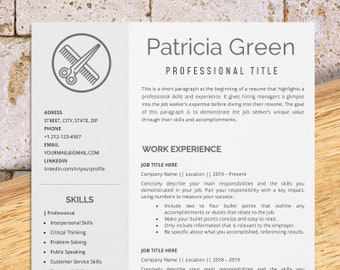 Professional hairstylist resume template for Word, hairdresser resume, master barber resume, hair colorist resume, hair colorist resume