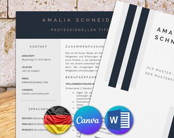 Tabellarischer lebenslauf vorlage ohne foto für Word und Canva: komplette bewerbung vorlage auf Deutsch, moderner und einfacher stil