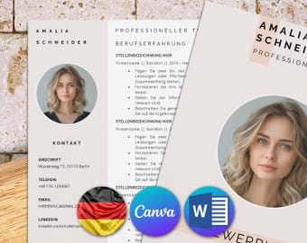 Vorlage bewerbung für Word und Canva, lebenslauf vorlage, deckblatt vorlage, anschreiben vorlage, motivationsschreiben vorlage