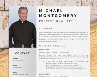 Pastor resume template for Word, religion cv, church cv, chaplain resume, scribe resume, worship leader cv, sunday school teacher resume