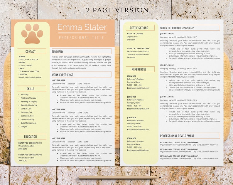Veterinarian & Veterinary Assistant Resume Template and Cover Letter ...