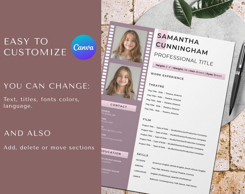 child actor resume template with photo