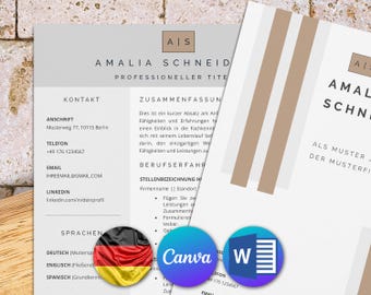Tabellarischer lebenslauf vorlage ohne foto für Word und Canva: komplette bewerbung vorlage, modern & klassisch auf Deutsch