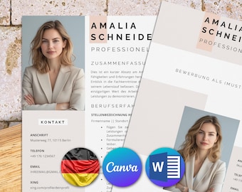 Lebenslauf vorlage für Word und Canva, komplette bewerbung vorlage word German, deckblatt bewerbung vorlage, anschreiben bewerbung vorlage