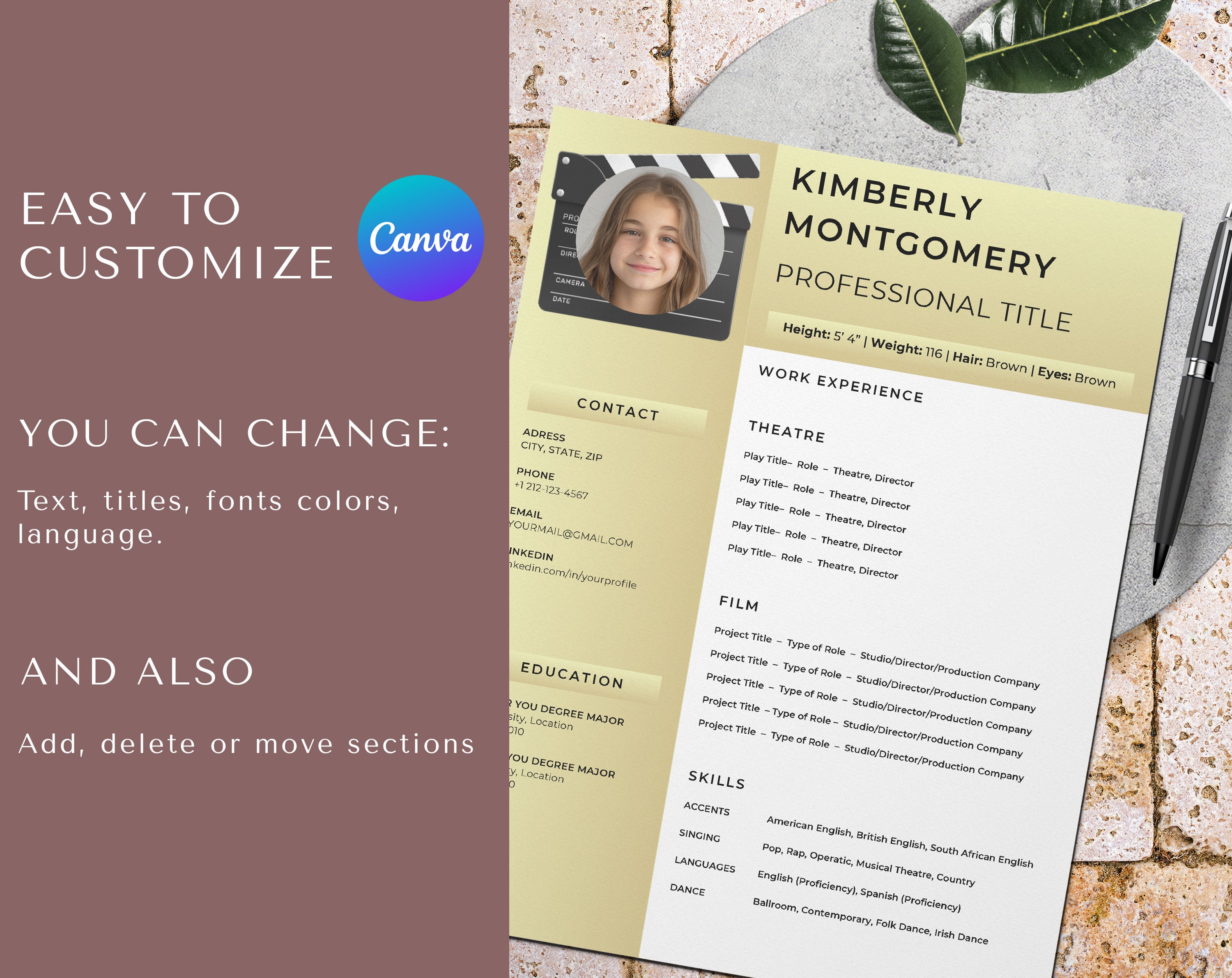 Child Actress Resume Template With - Il Fullxfull.5931629577 Fkun 