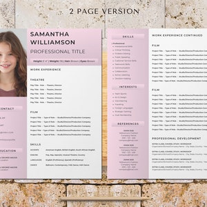 2 page child actor resume template