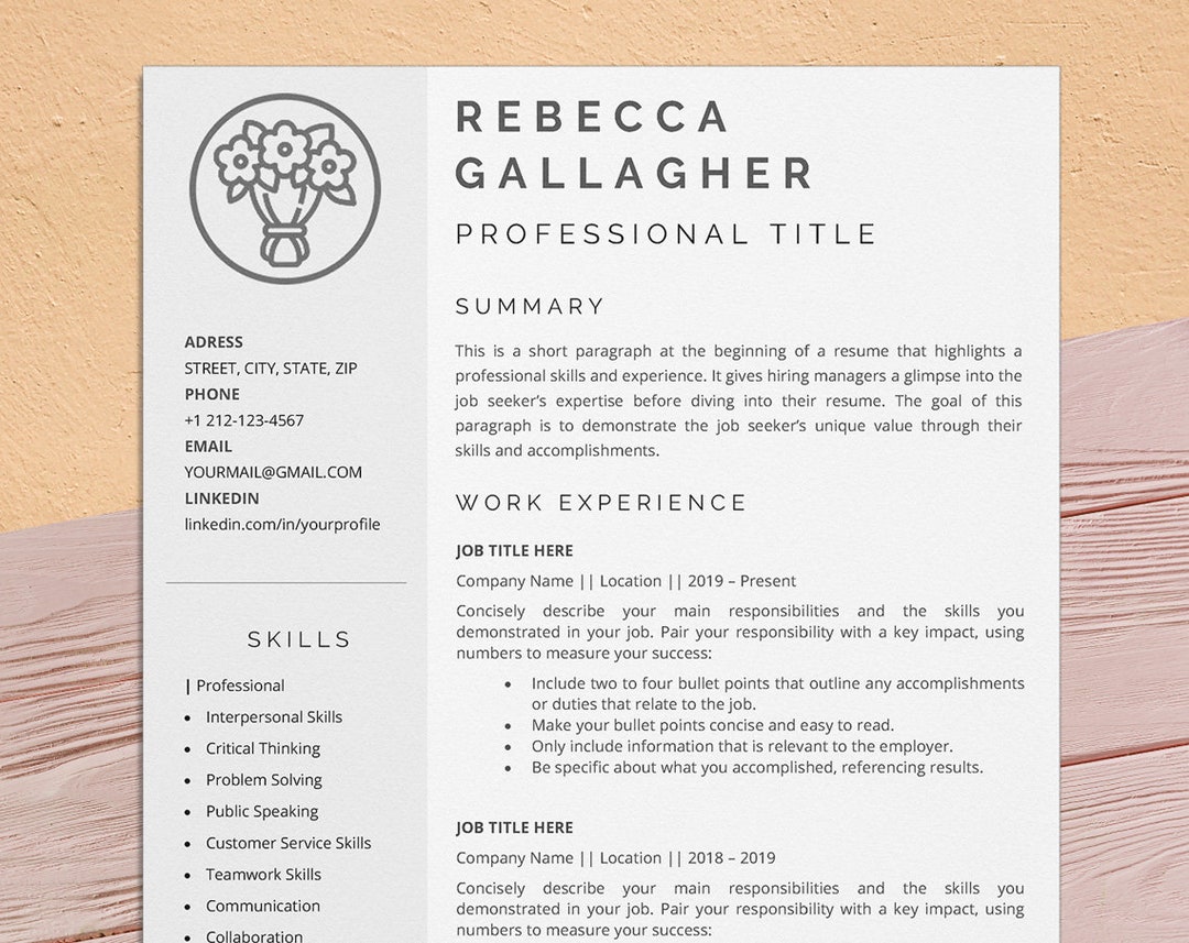 Florist Resume Template for Word Floral Designer Resume and Etsy