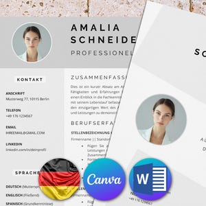 Tabellarischer lebenslauf vorlage mit foto für Word und Canva: moderne bewerbung vorlage auf deutsch für einen starken ersten eindruck