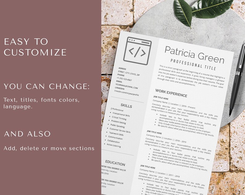 front end developer resume template