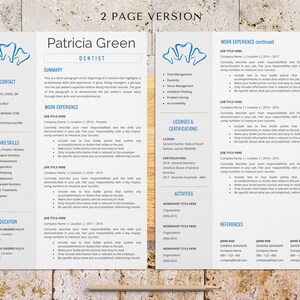 registered dental assistant two page resume template