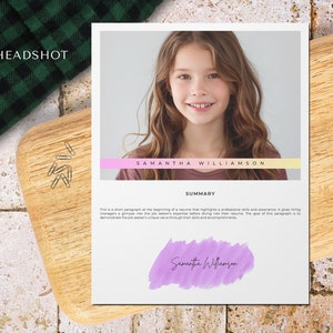 child actor headshot template