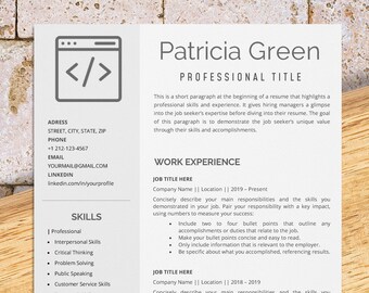 Software engineer & developer resume template, programmer resume, it web developer resume, front end developer cv, php and java developer cv