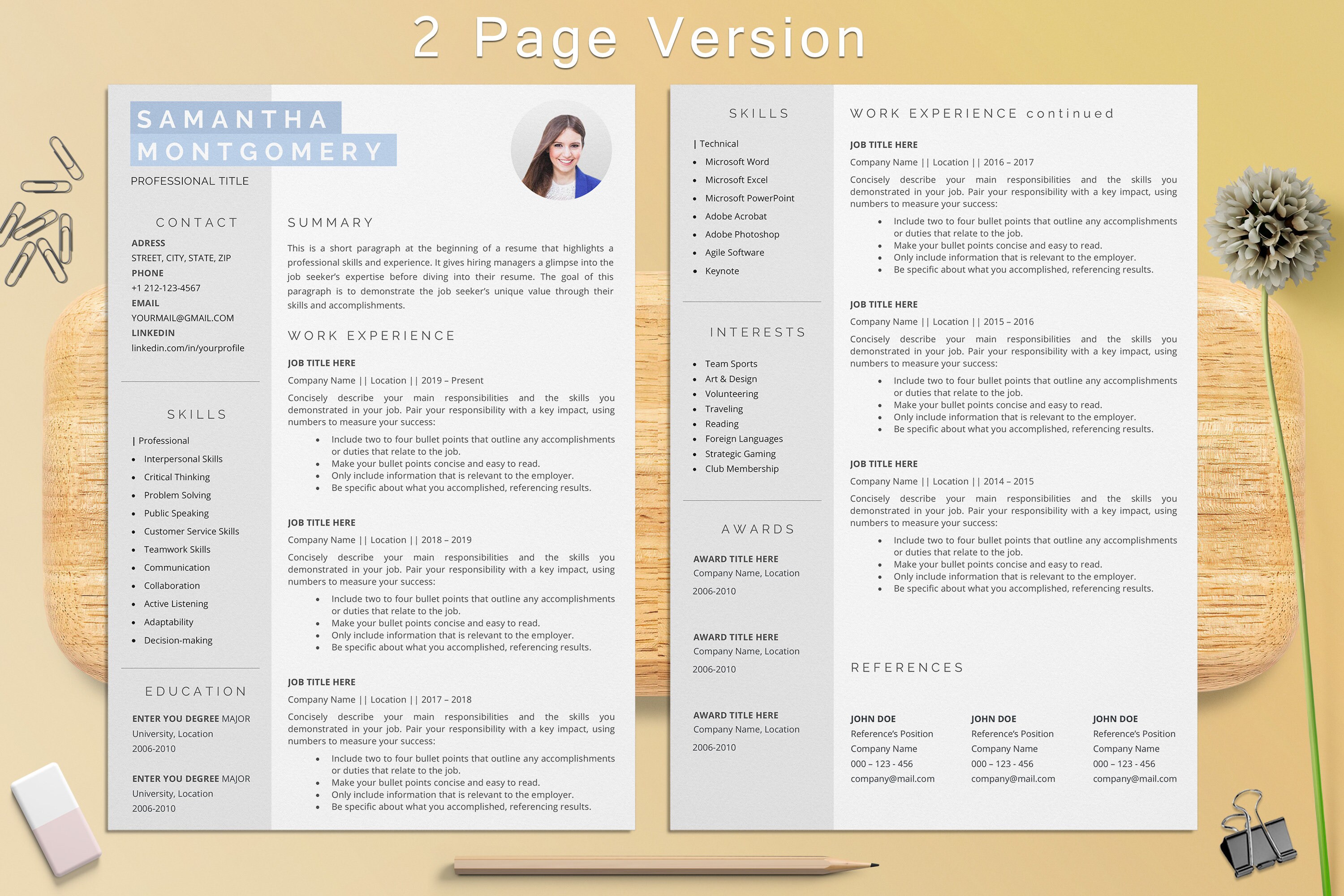 Stay at Home Mom Resume Template for Word, Bundle 3 Resume Templates ...