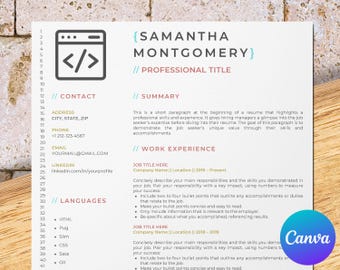 Java developer resume template for Canva, software engineer, it programmer, full stack, web, backend, game and cloud services developer