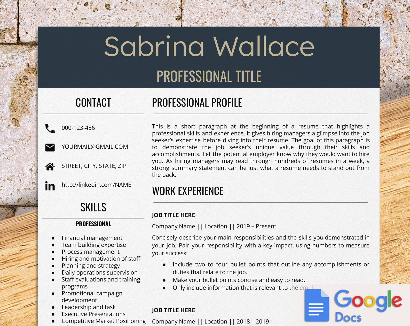 Harvard & Yale Resume Template for Google Docs, Federal Government