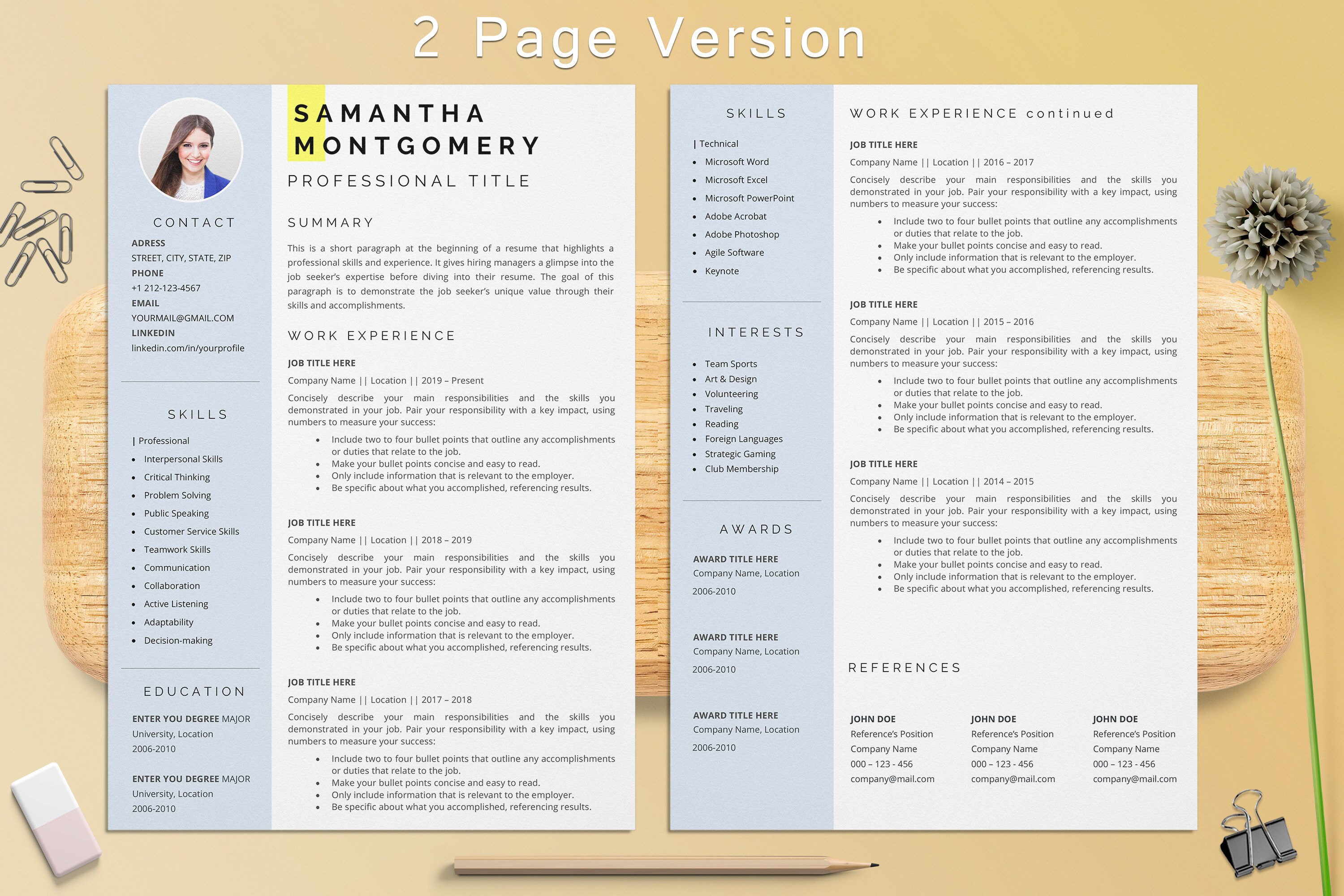 Stay at Home Mom Resume Template for Word, Bundle 3 Resume Templates ...