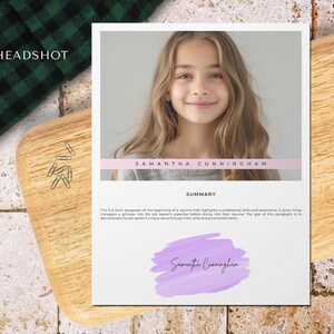 child actor headshot template