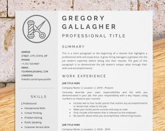 Barber resume template for Word, hairdresser, hair stylist, hair colorist, salon stylist resume