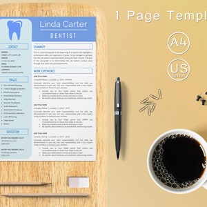 Dental Assistant Resume Template for Word Dentist Dental - Etsy
