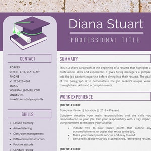 Teacher resume template, College resume, Student resume, High school resume, Educator resume, Professional CV, Beautiful CV, Eye catching CV