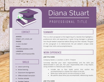 Teacher resume template, College resume, Student resume, High school resume, Educator resume, Professional CV, Beautiful CV, Eye catching CV