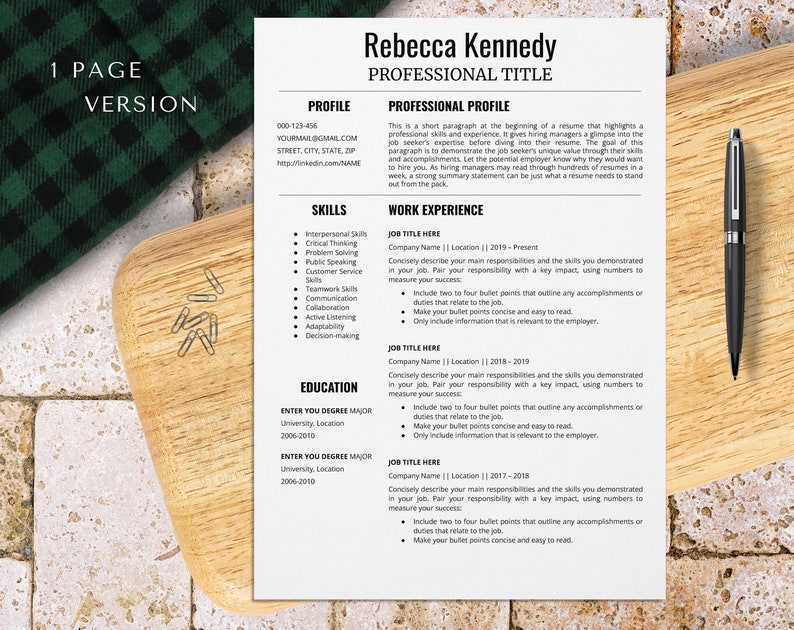 Federal government resume template for Google Docs, Military resume, USA jobs resume, Harvard & Yale resume, two column, single page image 2