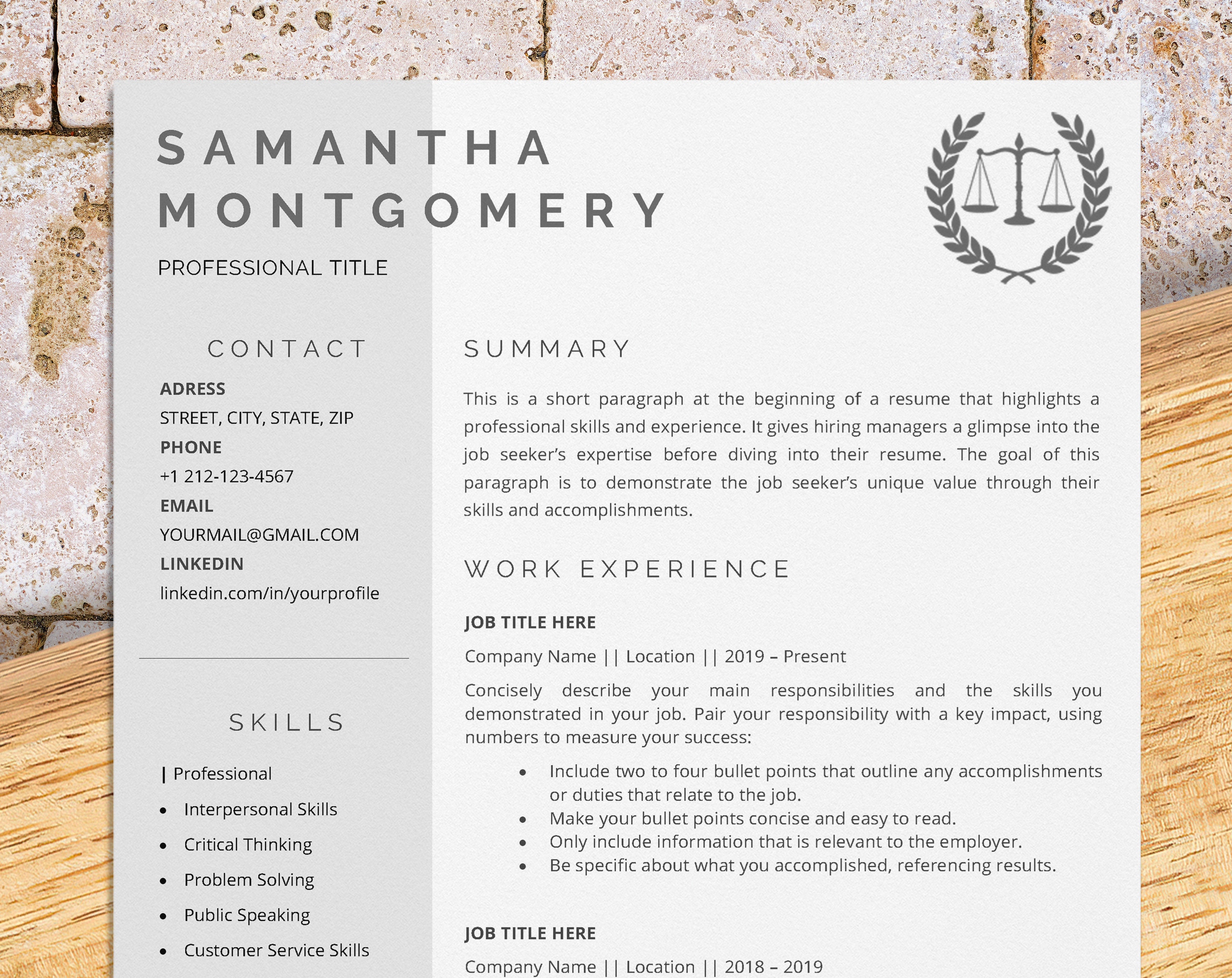 Legal Assistant Resume Template for Word, Attorney, New Lawyer ...