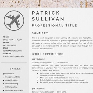 Plantilla de currículum de aviación para Word, currículum de piloto, cv de asistente de vuelo, cv de avión, cv de aerolínea, cv de aeropuerto, cv de asistente de cabina, cv de azafata