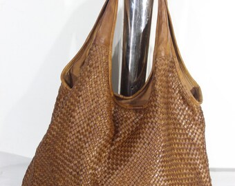 woven leather shoulder bag