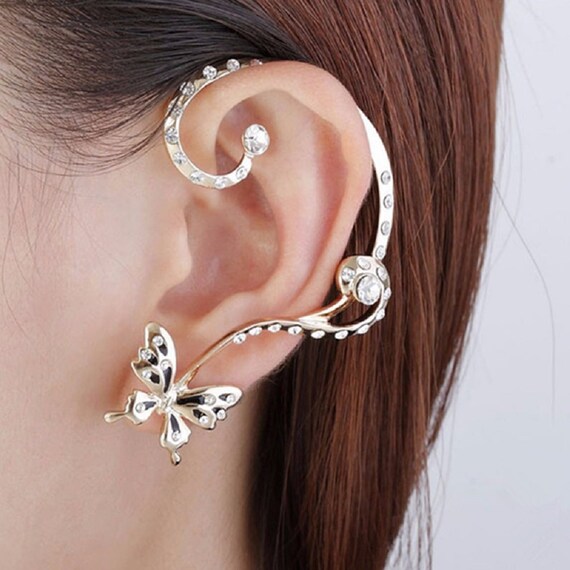 Crystal Rhinestone Clip on Ear Cuff Wrap